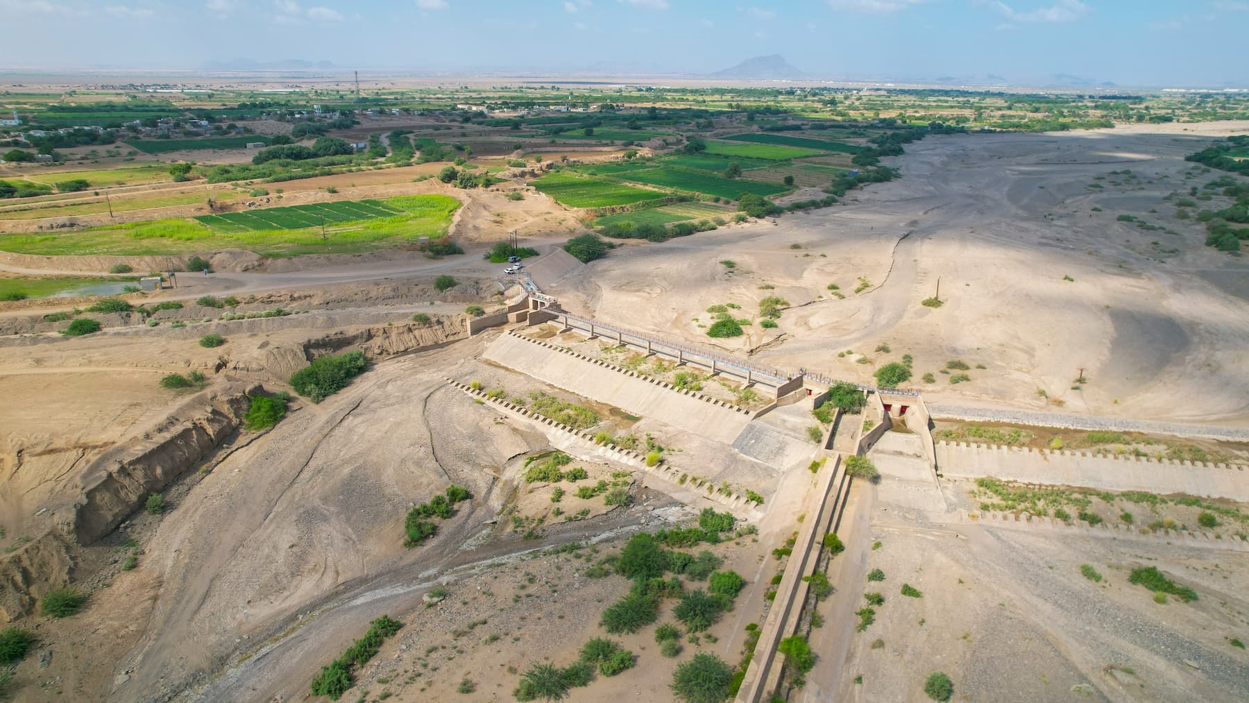 Aerial image of spate Irrigation infrastructure in Yemen